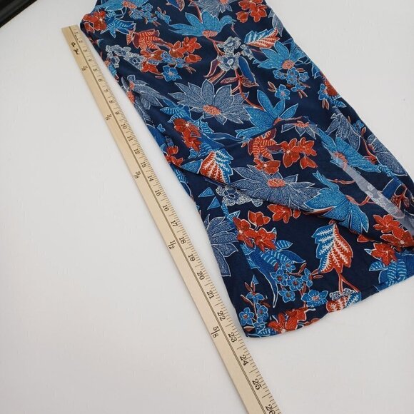 J. Jill Sarasa Tropical Full Leg Cropped Pants Blue Women's M Floral Beach Boho - Picture 10 of 10